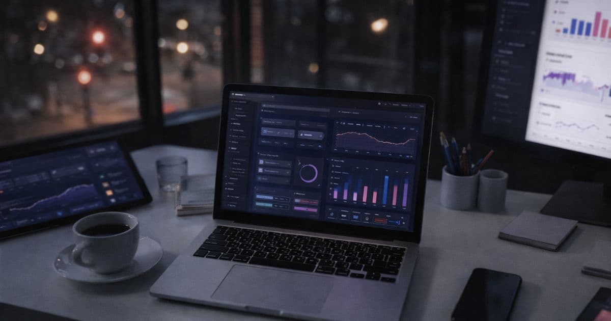 Analytics dashboard showing competitor blog publish frequency, topic clusters, and content format breakdown on desktop